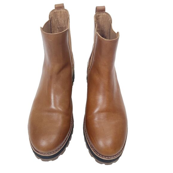 Madewell Chelsea Boots 7.5 Brown Leather Pull-On Ankle Booties - Picture 2 of 9